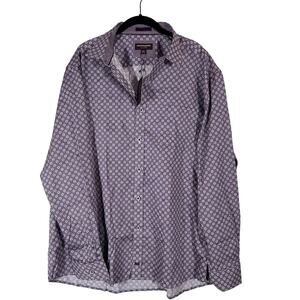 Johnston & Murphy Shirt Mens XXL Button Up Geometric Floral Cotton Long Sleeve
